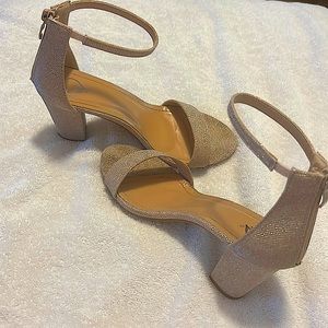 gold sparkly 2.5 inch heels, worn once